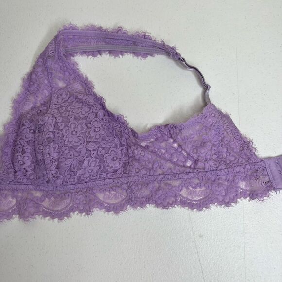 Aerie Purple Lace Bralette Convertible Adjustable Strap Mesh Insert Women Large - Picture 11 of 15